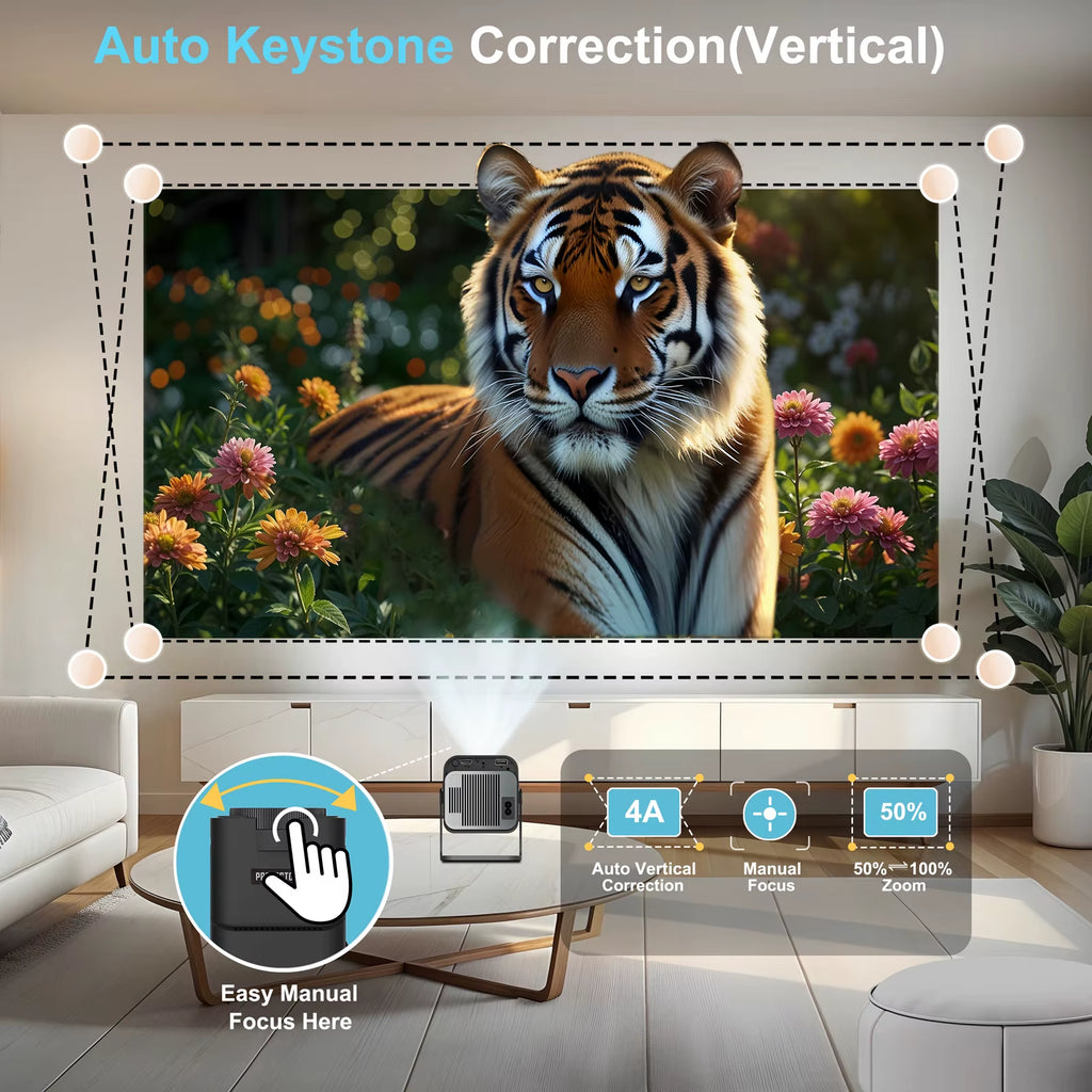 HY320 Mini Projector Upgrade 4K Android 11 New Native 720P Projector 300ANSI Wifi6 BT5.0 Home User Portable Projector