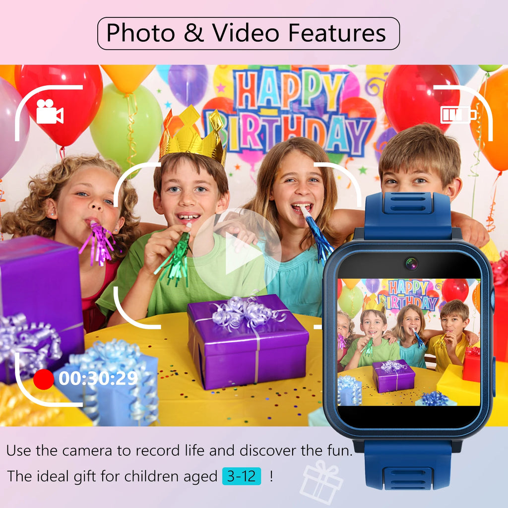 Smart Watch for Kids, Kids Watch with 24 Games Camera Music Alarm Flashlight Step Count, Birthday Gifts for Age 3-12 Boys Girls