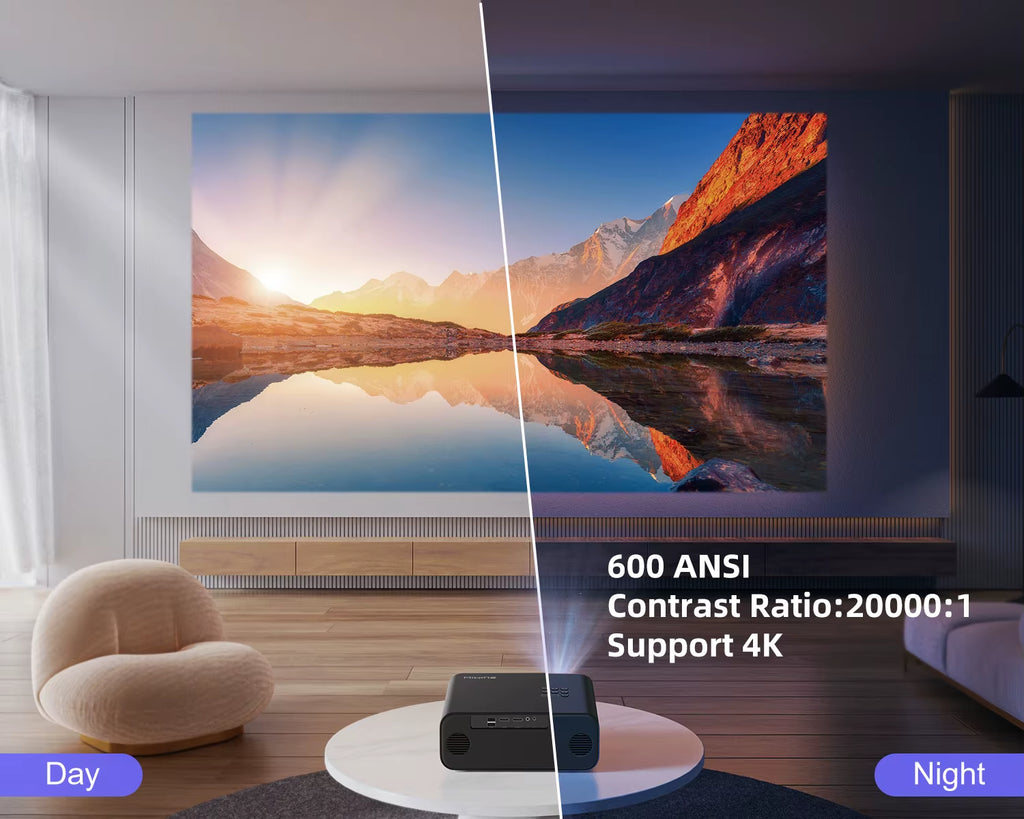 Auto Focus/4K Support Native 1080P Projector with Wifi 6 and Bluetooth 5.2 600ANSI Outdoor Home Projector 6D Keystone