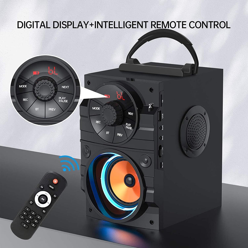 Portable Bluetooth Speaker with Subwoofer Wireless Speakers Outdoor/Indoor Big Support Remote Control FM Radio TF Card MP3 Player Party for Home Camping Iphone Computer PC