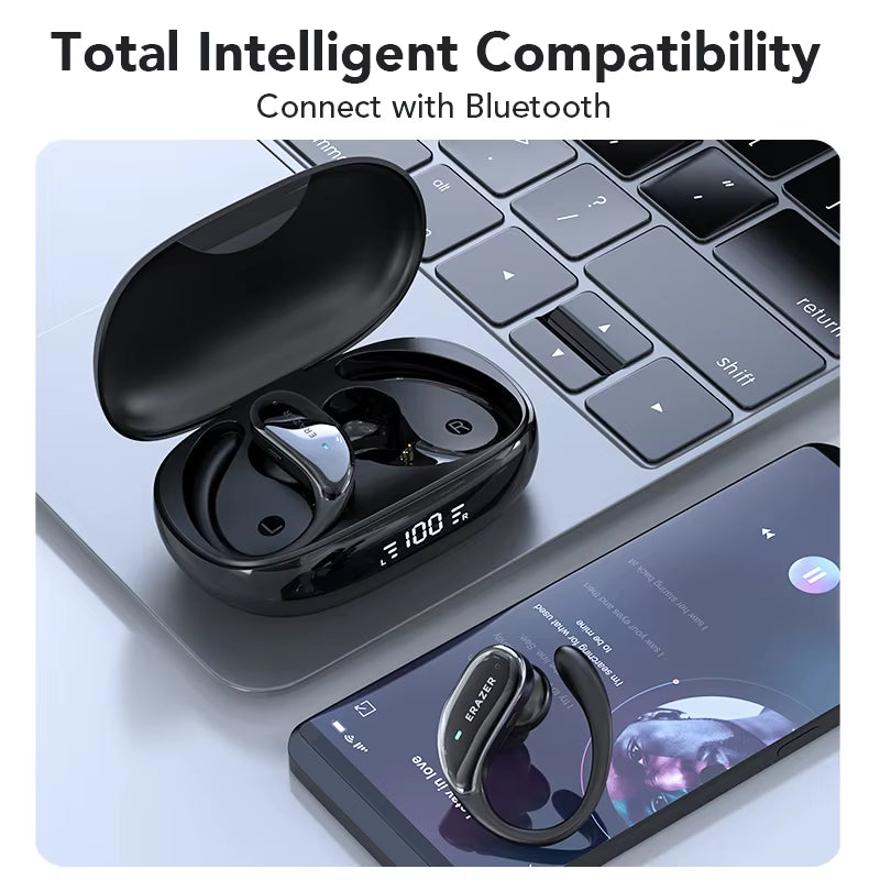 XT80 Bluetooth 5.3 Earphones True Wireless Headphones with Mic Button Control Noise Reduction Earhooks Waterproof Headset