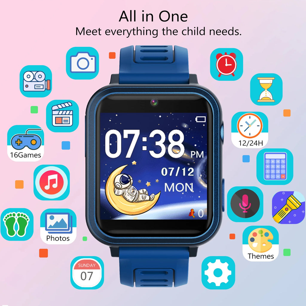 Smart Watch for Kids, Kids Watch with 24 Games Camera Music Alarm Flashlight Step Count, Birthday Gifts for Age 3-12 Boys Girls