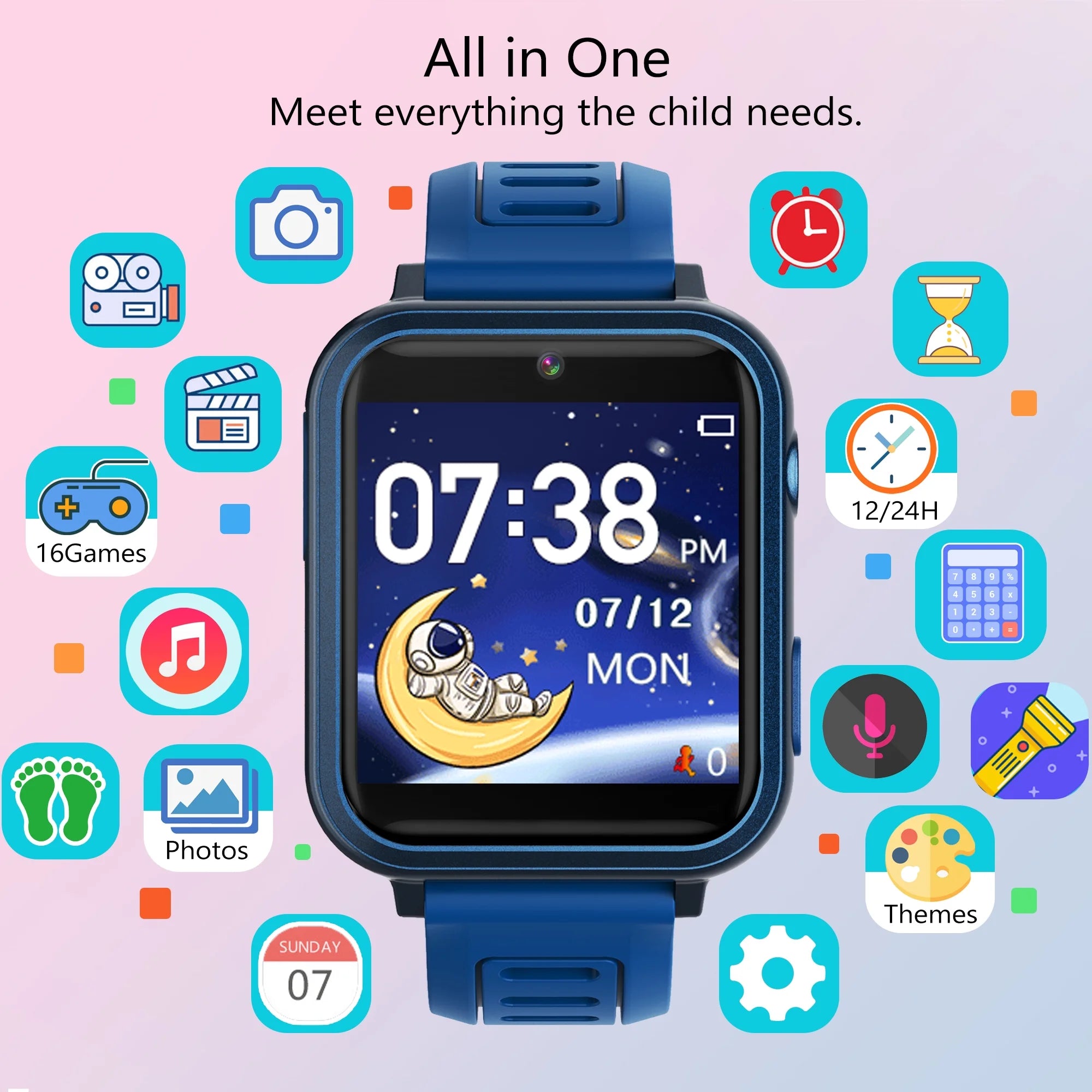 Smart Watch for Kids, Kids Watch with 24 Games Camera Music Alarm Flashlight Step Count, Birthday Gifts for Age 3-12 Boys Girls
