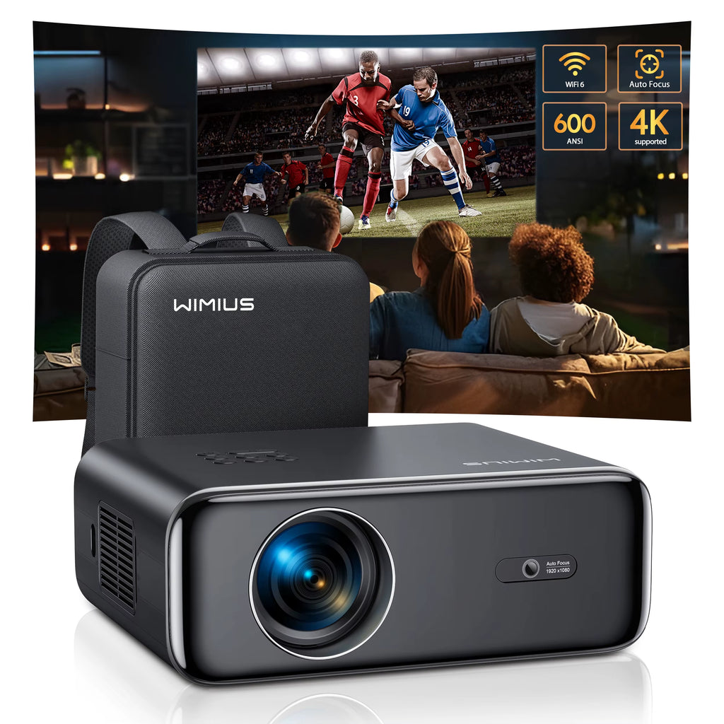 Auto Focus/4K Support Native 1080P Projector with Wifi 6 and Bluetooth 5.2 600ANSI Outdoor Home Projector 6D Keystone