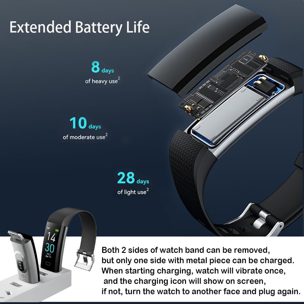 Fitness Tracker with Heart Rate Monitor/Step Counter/Calories, Smart Watch Activity Tracker Sleep Monitor, IP68, Health Tracker Pedometer for Man Women