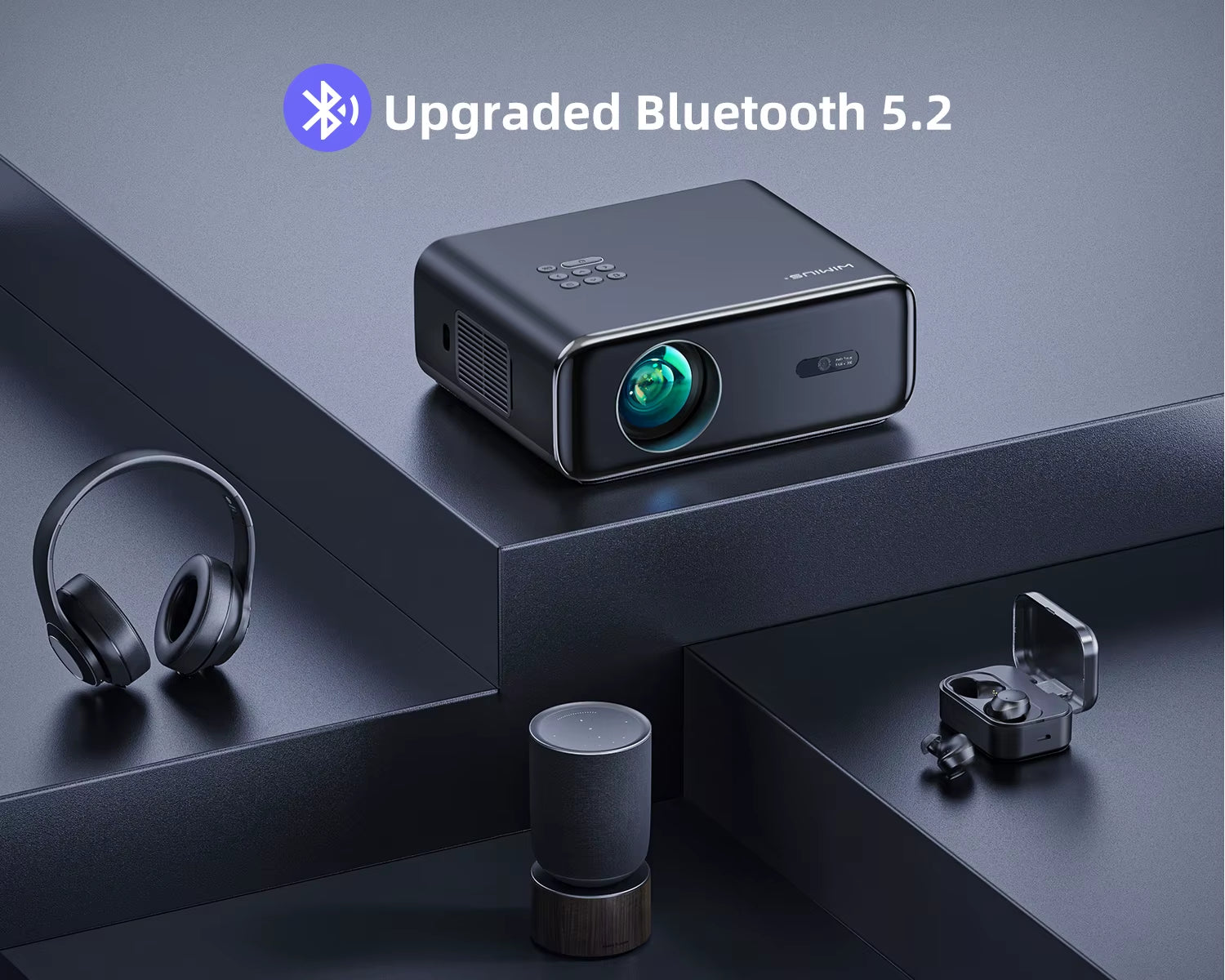 Auto Focus/4K Support Native 1080P Projector with Wifi 6 and Bluetooth 5.2 600ANSI Outdoor Home Projector 6D Keystone