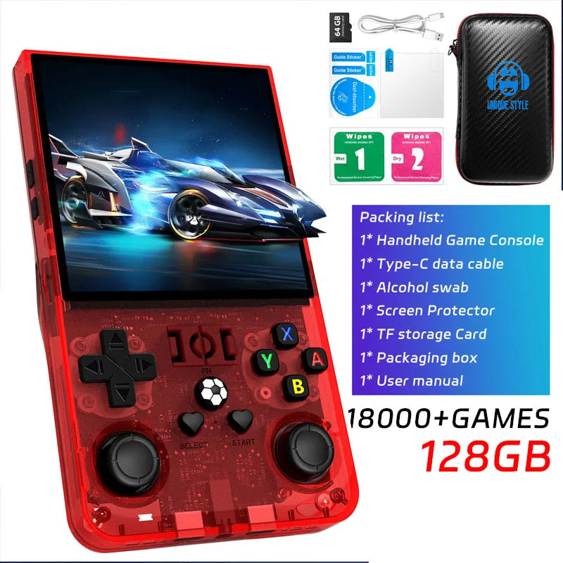 R36MAX Retro Handheld Video Game Console Linux System 4.0 Inch IPS Screen R36S Portable Pocket Video Player 128GB Games Gift