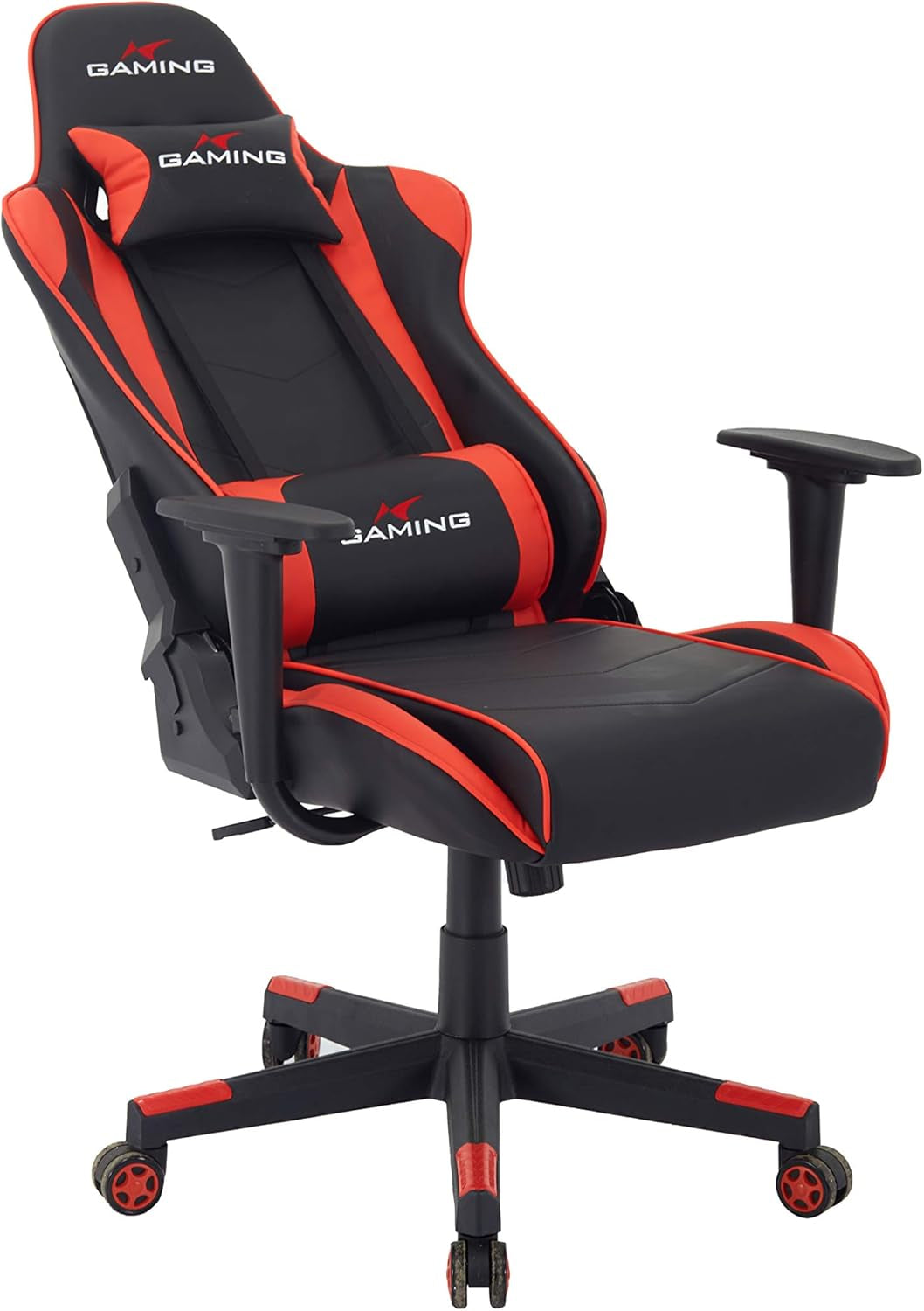 Swivel Gaming Chair Ergonomic High-Back Racing Style PU Leather Office Chair with Headrest and Lumbar Support and Adjustable Armrest (Galaxy - Black/Red)