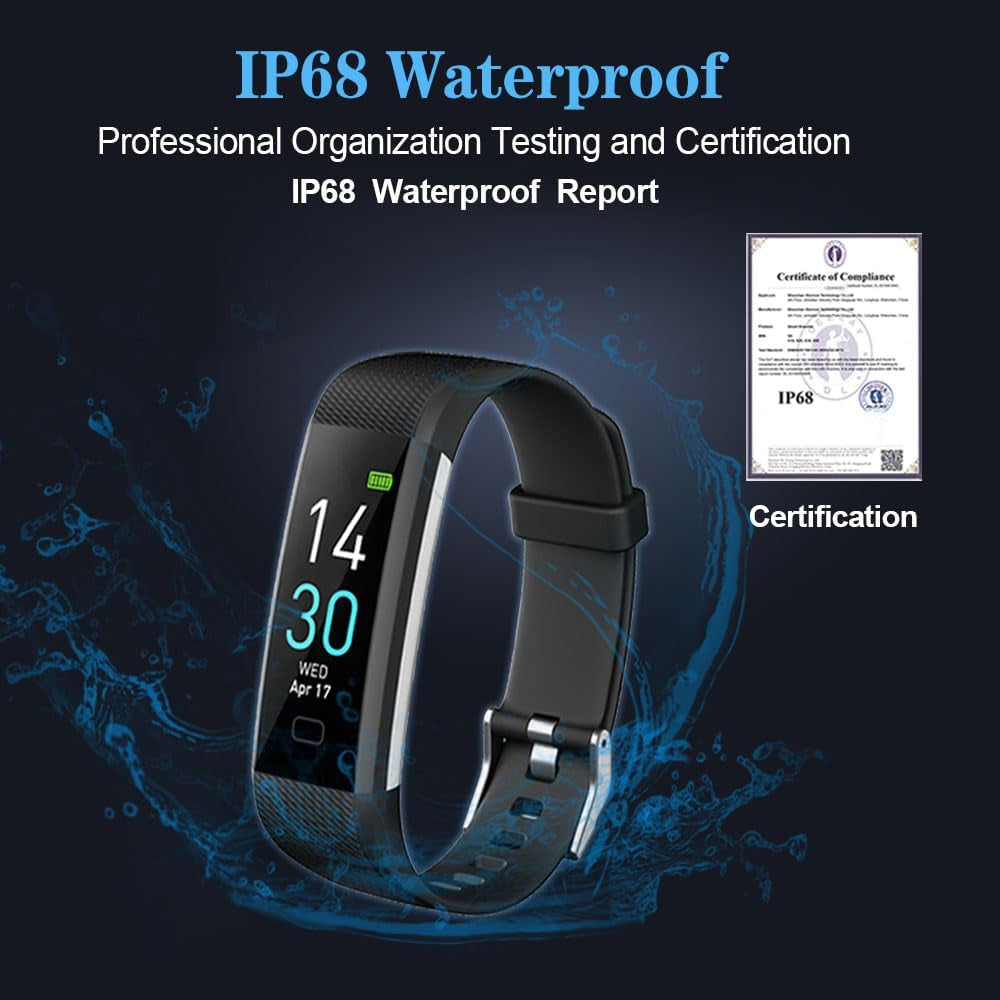 Fitness Tracker with Heart Rate Monitor/Step Counter/Calories, Smart Watch Activity Tracker Sleep Monitor, IP68, Health Tracker Pedometer for Man Women