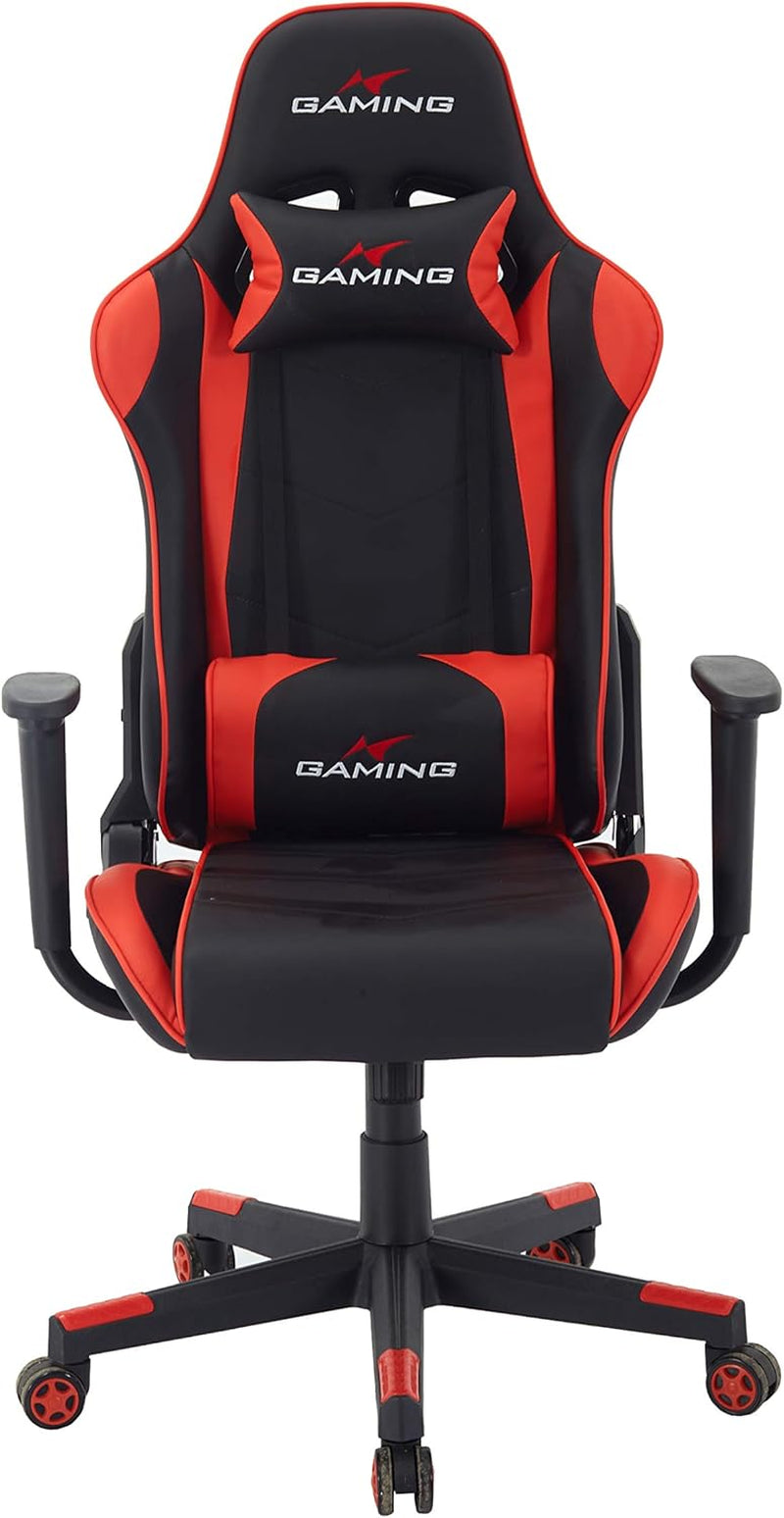 Swivel Gaming Chair Ergonomic High-Back Racing Style PU Leather Office Chair with Headrest and Lumbar Support and Adjustable Armrest (Galaxy - Black/Red)