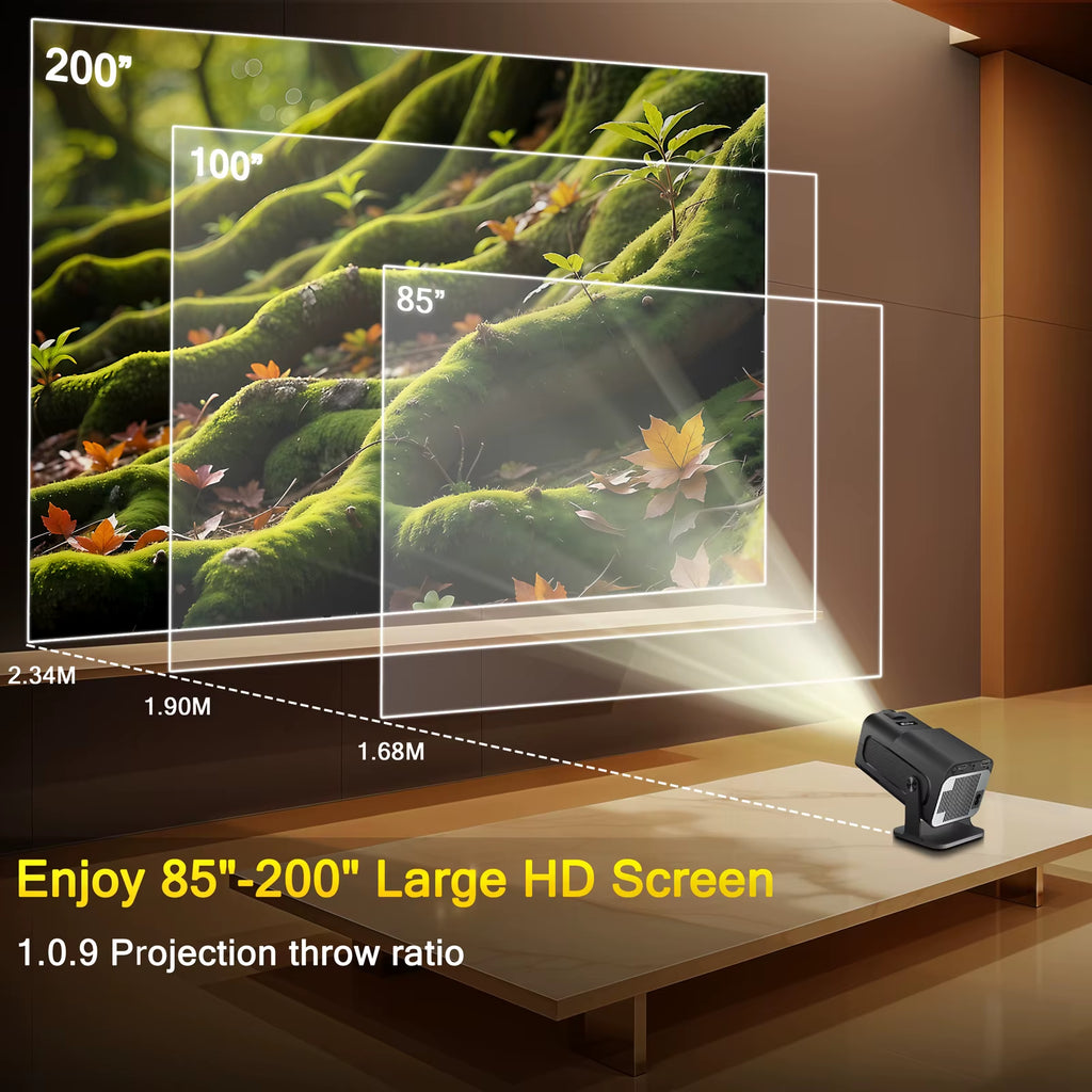HY320 Mini Projector Upgrade 4K Android 11 New Native 720P Projector 300ANSI Wifi6 BT5.0 Home User Portable Projector